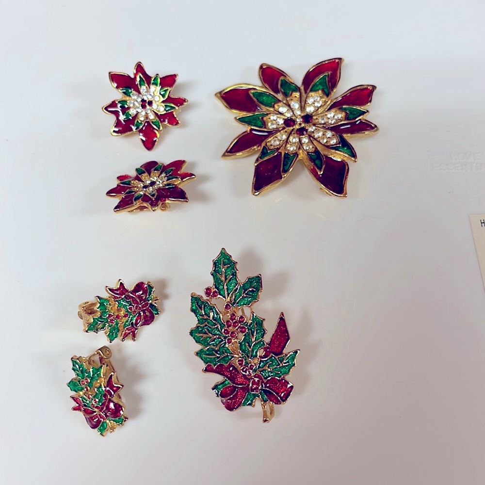 Christmas Pins with matching earrings